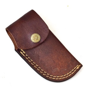 Cuchillo de bolsillo de acero de Damasco hecho a mano con mango de madera y funda de cuero fino, cuchillo de camping, cuchillo plegable - Product Image 6