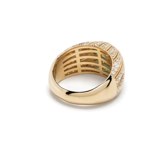 Luxury Yellow <b>Gold</b> <b>Cocktail</b> <b>Ring</b> With Round Brilliant Cut Diamond Geometric Design Unisex Everyday Wear - Product Image 3