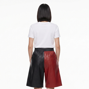 Female Elastic Waist Oversized <b>Leather</b> <b>Shorts</b> Women's Side Pockets Baggy <b>Leather</b> <b>Short</b> Girls 100% <b>Leather</b> Summer Oversize <b>Short</b> - Product Image 2