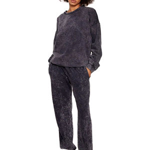 Sudadera con Capucha Ligera de Invierno, Personalizable con Logotipo OEM, Informal, Transpirable, Lisa, de Longitud Completa, Estilo Urbano, para Mujer, Conjunto Deportivo de Dos Piezas - Product Image 1