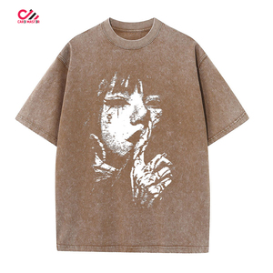 T-shirt gris oversize pour homme CARE MASTER avec impression photo blanche, col rond, manches courtes, style streetwear, en jersey de coton - Product Image 2