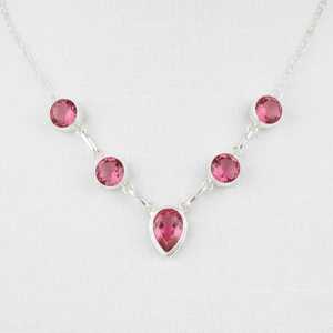 Pendentif en tourmaline rose naturelle plaqué or, argent sterling 925, charme vintage multi-pierres de naissance d'octobre pour femme - Product Image 3