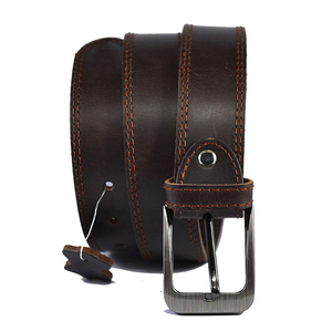 Cinturón de cuero genuino para hombre, cinturón negro sólido con hebilla, estilo formal, cinturón duradero, cinturón de piel de vaca con hebilla plateada - Product Image 1