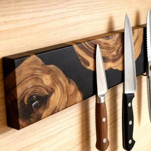 Portacuchillos Magnético de Madera de Olivo y Resina Hecho a Mano, Soporte de Pared para Cuchillos de Cocina, Tira Decorativa de Almacenamiento - Product Image 3