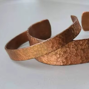 Hammered Design Geometric Classic <b>Copper</b> <b>Bangle</b> Party Wear Unisex Healing Hand wear bracelet - Product Image 1