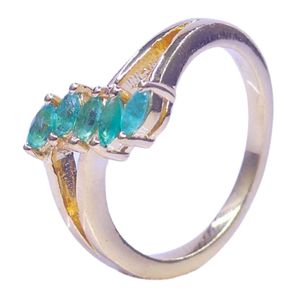 Wedding Wear 925 Sterling Silver Gold Plated Jewelry <b>Emerald</b> Gemstone Women Wear Classic <b>Ring</b> - Product Image 1