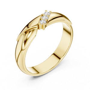 Anillo de Lujo para Mujer en Oro Amarillo de 10K, Estilo Trenzado, con Tres Diamantes Cultivados en Laboratorio de Corte Redondo, Menos de 1 Quilate, Oro Rosa, Blanco y Amarillo - Product Image 2
