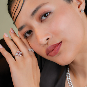 แหวนพลอยสีชมพูทรงเหลี่ยมหรูหรา ประดับเพชรสร้างในห้องปฏิบัติการ ทองคำขาว 14K ทองคำโรสโกลด์ ทองคำเหลือง ดีไซน์จากธรรมชาติ แหวนผู้หญิง เครื่องประดับเจ้าสาว - Product Image 4