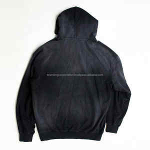 Custom Sun Bleached Pullover Hoodie Algodón Sun Dyed Oversized Acid Wash Zip up Vintage Sun Faded Black Hoodie - Product Image 2