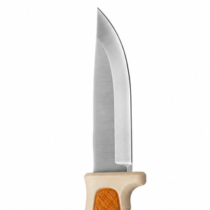 Cuchillos de exterior de hoja fija beige y naranja con hoja plateada, mango antideslizante con textura de diamante y funda protectora a juego - Product Image 4