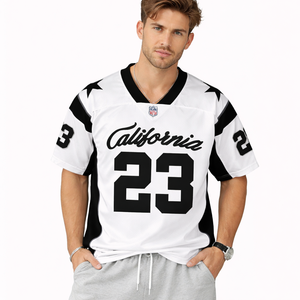 Camiseta Deportiva de Fútbol Americano de Malla Estilo Urbano para Hombre, Talla Grande, Transpirable, de Poliéster, Informal, Fabricación Personalizada - Product Image 1