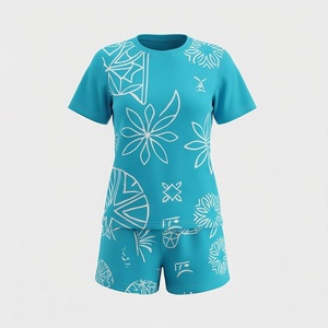 Conjunto de 2 Piezas para Mujer, Camiseta de Manga Corta y Pantalones Cortos con Estampado Floral, Cuello Redondo, Casual, por Encima de la Rodilla, Corte Regular, para Primavera/Verano - Product Image 1