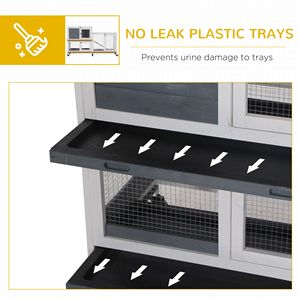 Conigliera da Interno Rialzata in Legno di Abete, con Vassoio Anti-Perdita, Porta Bloccabile e Tetto Apribile, Resistente - Product Image 6