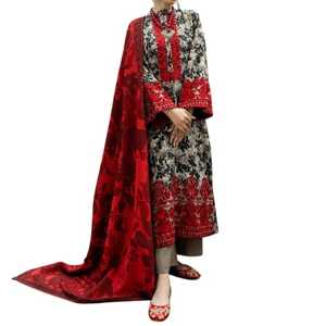 Red & Black Dress Pakistani - Embroidered Wedding Wear