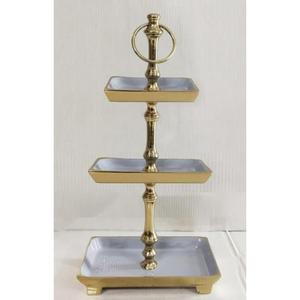 Support à gâteau vintage à 3 niveaux en or, plateau de service rond décoratif en métal pour les fêtes, la table, la décoration de mariage, support à gâteau - Product Image 2