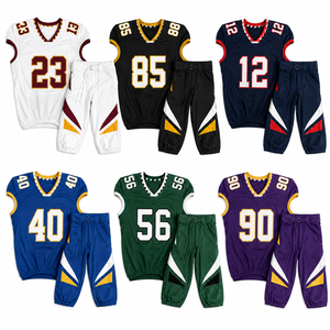 Ensemble d'uniformes de football américain personnalisés 100% polyester antibactérien, séchage rapide, respirant, maillot et pantalon en twill, kit d'équipe USA - Product Image 2