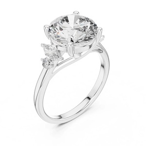 Bague de fiançailles en Moissanite à taille ronde 3.0 CTW, en argent sterling 925, avec cinq pierres, cadeau romantique d'anniversaire pour femmes - Product Image 4