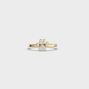 Paw Print Cluster <b>Ring</b> Clear <b>CZ</b> Stone Gold Plated Silver Band Pet Memorial Jewelry Gift - Product Image 3