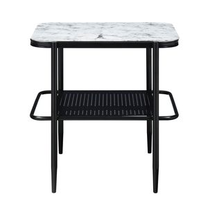 Set di 3 Pezzi di Mobili Moderni ed Eleganti per Casa, Tavolino da Caffè e Tavolini Laterali con Piano in Vetro Temperato Effetto Marmo Bianco per Soggiorno - Product Image 5