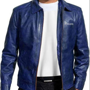 Chaqueta de Invierno Acolchada de Cuero Ecológico para Hombre, Tejido de Lana, Cierre de Cremallera, Forro de Spandex, 300g, Precio de Fábrica OEM - Product Image 1