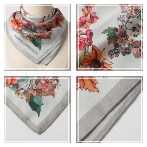 NORTH APPROACH Women's <b>Square</b> <b>Silk</b> <b>Scarf</b> Floral Print Elegant Multi-Functional Fashion Accessory All Seasons - Product Image 4