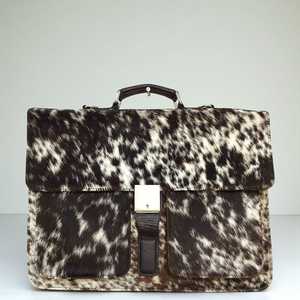 Wholesale Natural Fur Cowhide Leather Hair on <b>Laptop</b> Bag Slim Protective <b>Laptop</b> Folder For Hair on <b>Laptop</b> Briefcase Portable - Product Image 1