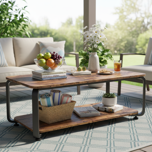 Modern Industrial <b>Coffee</b> <b>Table</b> Wooden Rectangular Durable Easy Clean Storage Living Room <b>Coffee</b> <b>Table</b> Furniture - Product Image 3