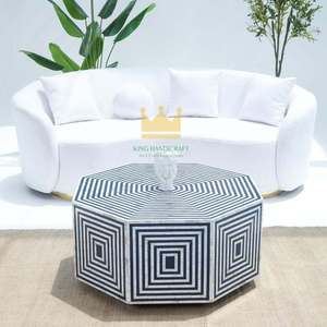 Custom Handmade Modern Style <b>Mother</b> of Pearl Coffee Table Exquisite Inlay Art Furniture for Home Decoration - Product Image 4