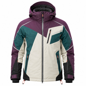 Chaqueta de Esquí para Hombre con Bloques de Color, Impermeable, con Capucha, Material Sintético 10.000 mm, Cierre de Cremallera - Product Image 1