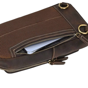 Nueva Bolsa Bandolera de Cuero Genuino Personalizable, Bolsa de Pecho para Hombre, Mochila Cruzada de Cuero, Bolsa de Hombro Casual para Viaje, Venta al Por Mayor B2B - Product Image 3