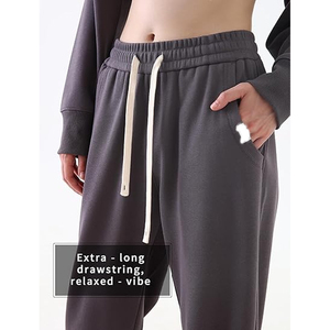 Ensemble 2 pièces décontracté pour femme : sweat à capuche uni et pantalon large en polaire respirante pour l'automne - Product Image 5