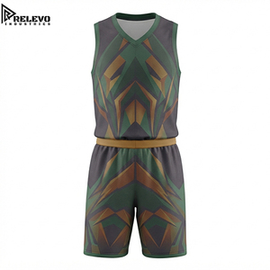 Conjunto de Uniforme de Baloncesto Sublimado Personalizado OEM de Alta Calidad, Uniforme Deportivo Técnico Verde Bosque con Detalles en Bronce y Carbón - Product Image 1