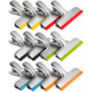 Confezione da 12 Clip per Sacchetti in Acciaio Inox con Copertura in Silicone, Codificate per Colore, Sigillatura Ermetica per Sacchetti Alimentari, Niente Più Bordi Affilati - Product Image 1