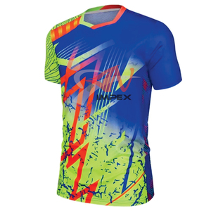 T-shirts de sport pour hommes en coton 100% avec logo personnalisé, maillots de course pour hommes, t-shirts de sport à col contrastant imprimés par sublimation - Product Image 5
