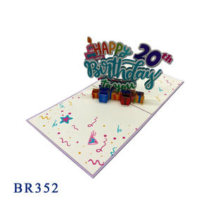 Happy Birthday 20th Pop Card 3D Laser Cut <b>Handmade</b> Animal Theme 150x200mm Custom Logo Vietnam Gifts Crafts Wholesale Best Seller - Product Image 2