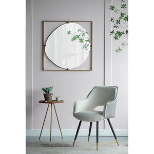 Specchio Poppy dal Design Contemporaneo 32x1x32 con Cornice in Metallo Dorato per Bagno o Decorazione Parete Ingresso - Product Image 1