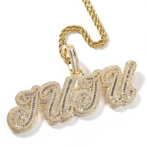 Iced Out Moissanite Letter Name <b>Pendant</b> 18K Gold Plated Hip Hop Style Theme Charms Everyday Wear <b>Pendant</b> Custom <b>Initial</b> <b>Pendant</b> - Product Image 2