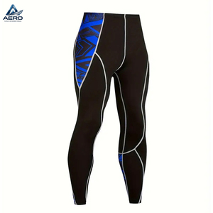 Vêtements de sport compressifs noirs et bleus en 2 pièces pour MMA et boxe, sublimation personnalisée disponible, ensemble haut et leggings de qualité supérieure - Product Image 4