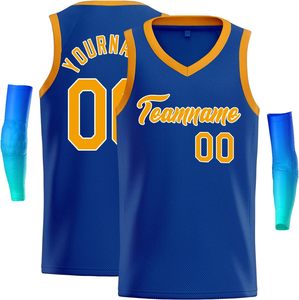Custom Orange Basketball Jersey Set V-Neck Sleeveless Heat-Transfer Printed Mesh Unisex Teenagers Breathable Moisture Wicking - Product Image 2