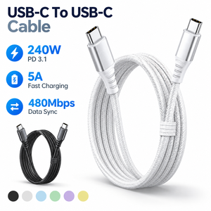 Câble <span class=keywords><strong>de</strong></span> charge rapide USB-C 240W avec marqueur E, tressé en nylon, longueur et couleur personnalisables pour accessoires mobiles en gros - Product Image 6