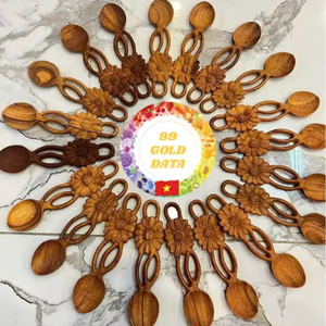 Vietnam Factory Supply Wooden Spoon Flower Design Natural Kitchen Utensil Bulk Export Supplier - Product Image 1