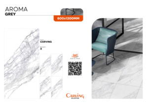 กระเบื้องพอร์ซเลนเคลือบเงาลายแกะสลัก พรีเมียมลุค ขนาด 60x120 ซม. สีเทาอะโรมา ผิวสัมผัสลายแกะสลัก คุณภาพสูง ขนาด 600x1200 มม. สำหรับห้องนอน - Product Image 2