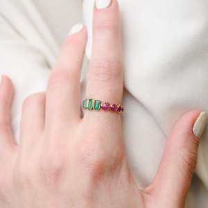 ทองคำขาว18K มรกตธรรมชาติและทับทิมกลุ่มนิรันดร์วง - Product Image 1