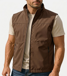 High Quality Men Windproof Cargo Vest Casual Sleeveless Jacket Custom Stand Collar Zipper Pockets Outdoor Body <b>Warmer</b> Wholesale - Product Image 5