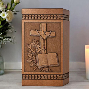 Engraved Bible Cross Wooden Cremation Urn - Personalized Christian Memorial Memorial Keepsake by AYAANS - Product Image 5