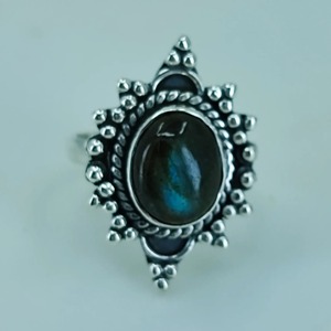 <b>Labradorite</b> <b>Ring</b> 925 Sterling Silver Handmade Boho Statement Promise Jewelry for Women Natural Oval Shape Gemstone Jewelry - Product Image 1