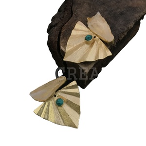 Handmade Premium Gold-Plated Stylish Big <b>Stud</b> <b>Earrings</b> <b>Turquoise</b> Gemstone Style Design SKU7078 Trendy Brass Bezel Setting - Product Image 1