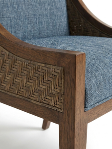Wood Farmhouse Modern <b>Dining</b> Chair <b>Armchair</b> Upholstered Woven Back Accent for <b>Dining</b> Room - Product Image 3