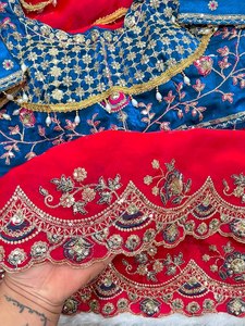 Reglance Rich Buti pour Saree en Satin - Broderie de Paillettes 3mm, Blouse Jhalar en Tulle, Bordure Lourde Traditionnelle Élégante avec Pompons - Product Image 4