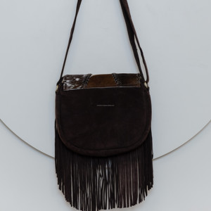 Nuevo bolso cruzado con flecos de cuero de ante genuino hecho a mano, bolso de mano de calidad superior con pelo de piedra turquesa occidental - Product Image 5